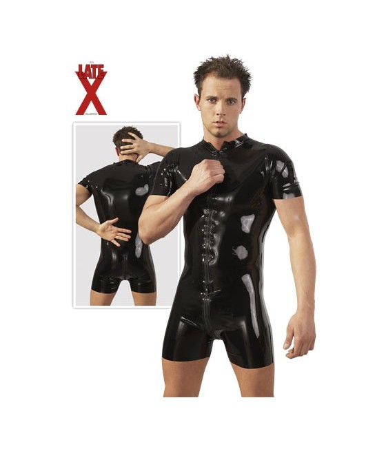 TUTA UOMO IN LATEX CON MANICHE E PANTALONI CORTI