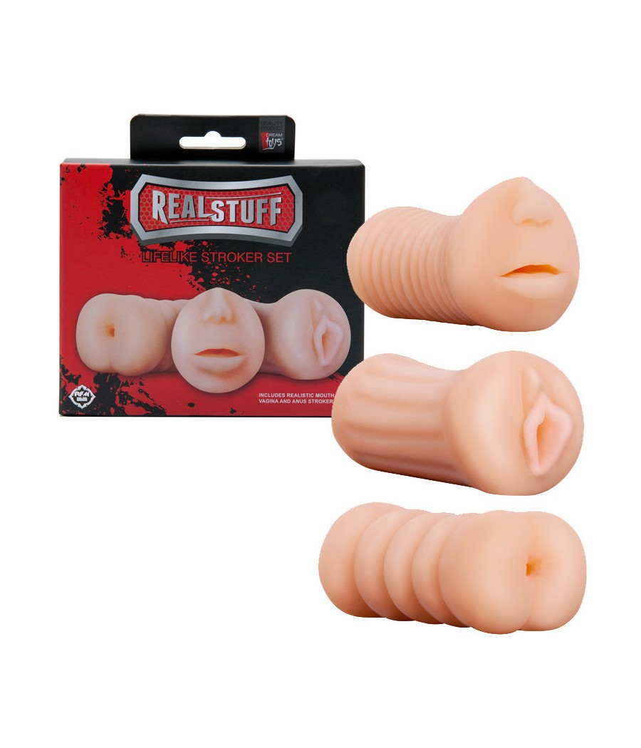 KIT 3 MASTURBATORI "BOCCA - VAGINA - ANO" REALSTUFF