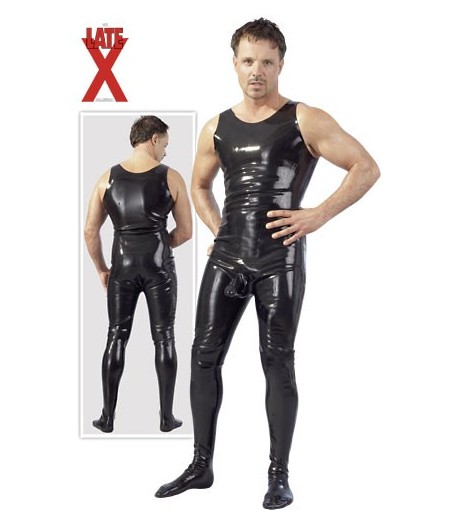 TUTA SMANICATA IN LATEX NERO CON GUAINA FALLICA