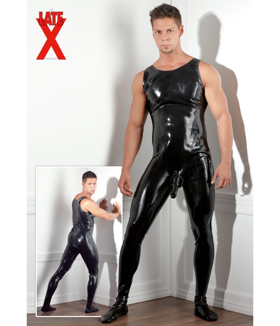 TUTA SMANICATA IN LATEX NERO CON GUAINA FALLICA