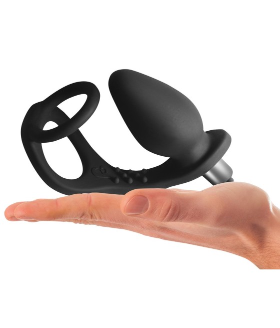 STIMOLATORE VIBRANTE ANALE E PROSTATICO CON DOPPIO ANELLO FALLICO