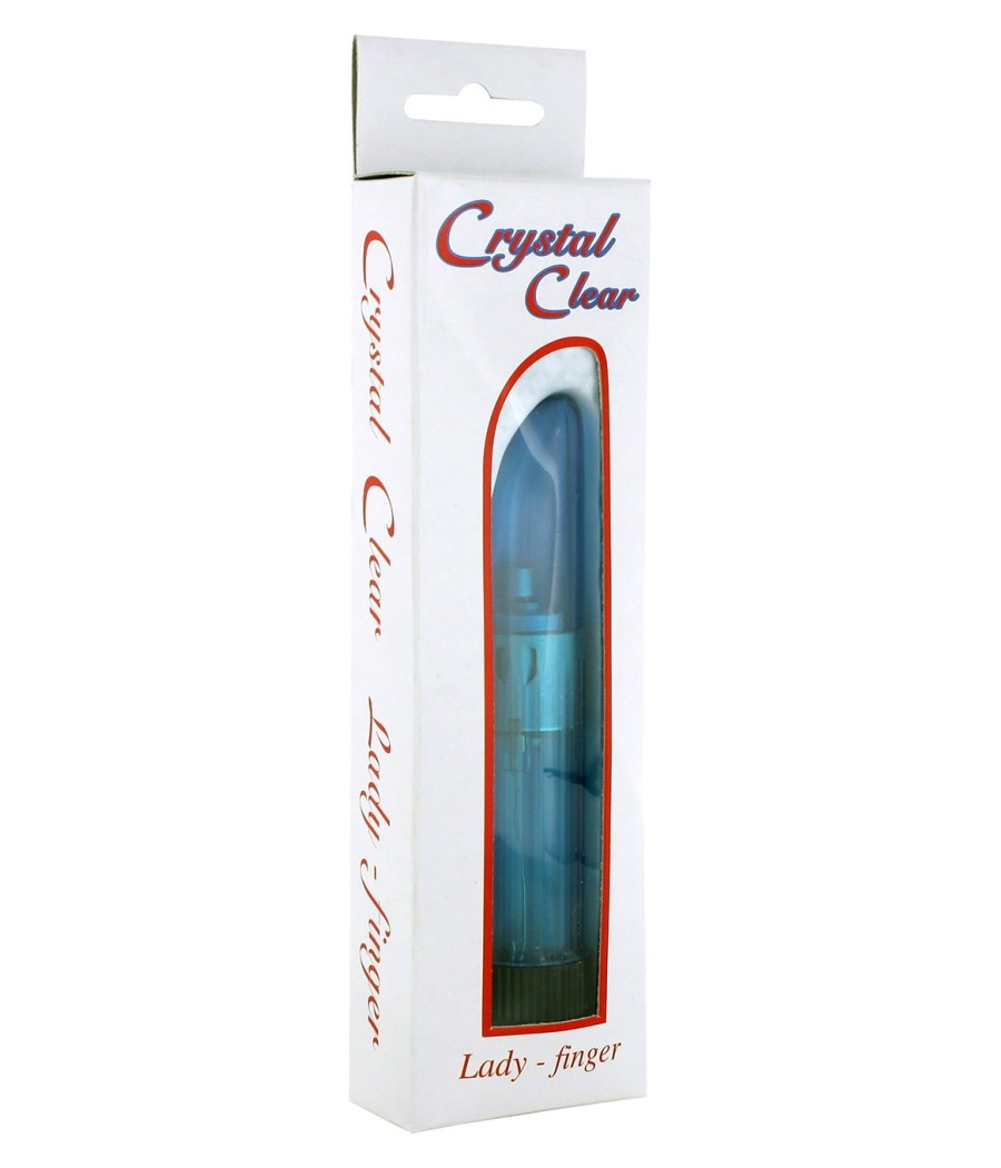 VIBRATORE CLASSICO TRASPARENTE \"CRYSTAL CLEAR LADYFINGER\" BLU - 11.5 CM