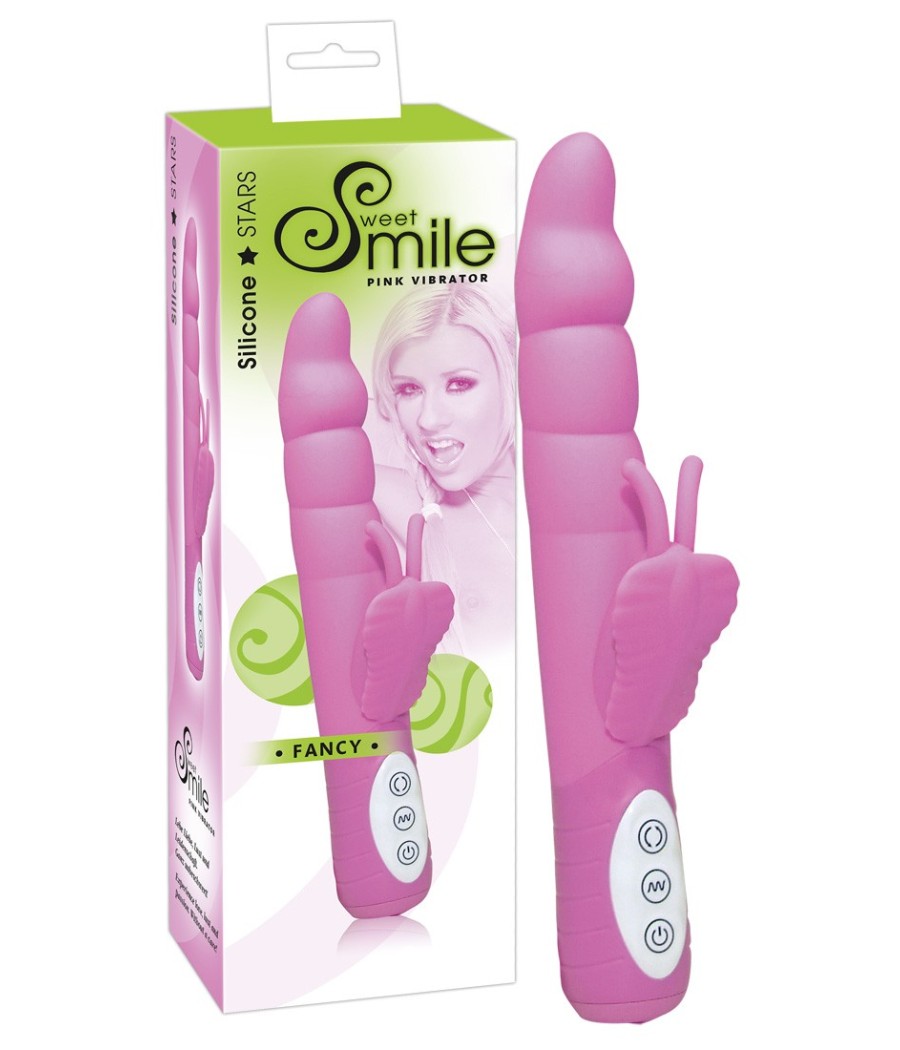 VIBRATORE CON ROTAZIONE E STIMOLAZIONE \"FANCY\" ROSA