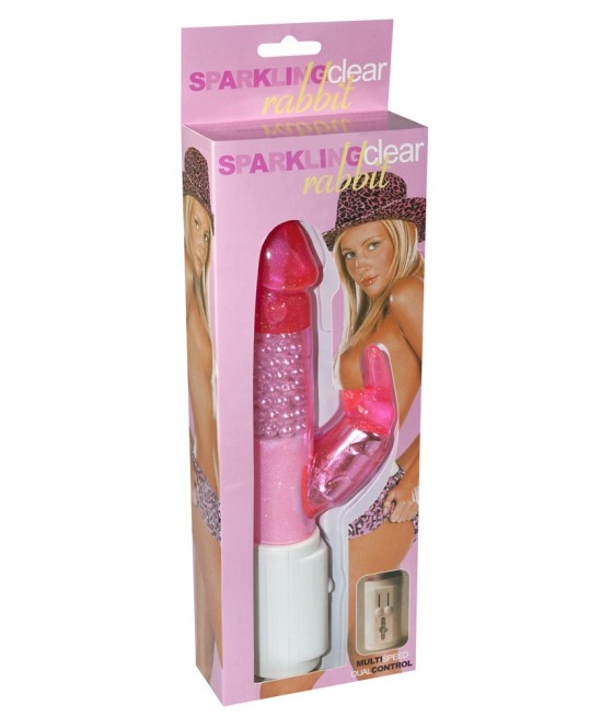VIBRATORE CON STIMOLATORE CLITORIDE "SPARKLING CLEAR RABBIT"