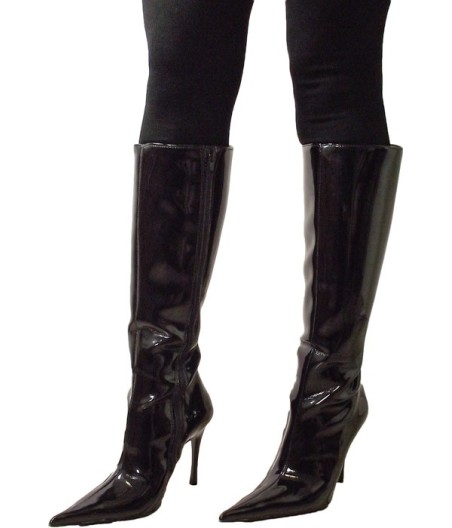 STIVALI IN VERNICE NERA CHICCA