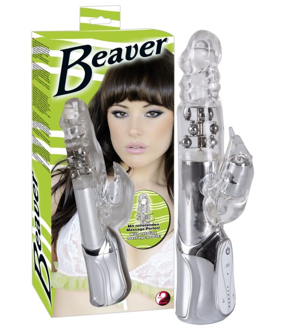 VIBRATORE CON ROTAZIONE E STIMOLATORE CLITORIDE "ECLIPSE BEAVER"