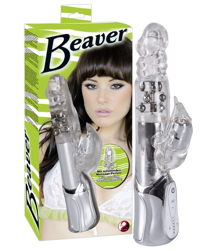VIBRATORE CON ROTAZIONE E STIMOLATORE CLITORIDE "ECLIPSE BEAVER"
