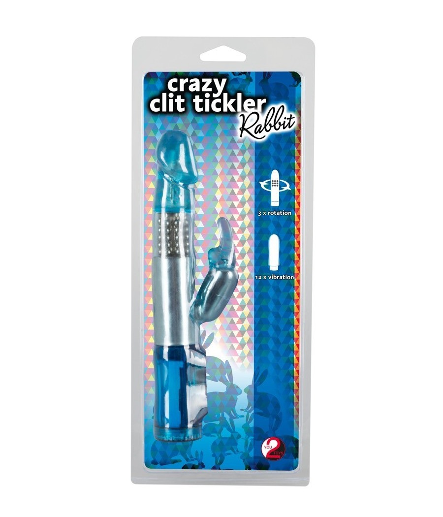 VIBRATORE RABBIT "CRAZY CLIT TICKLER" BLU - 21.5 CM