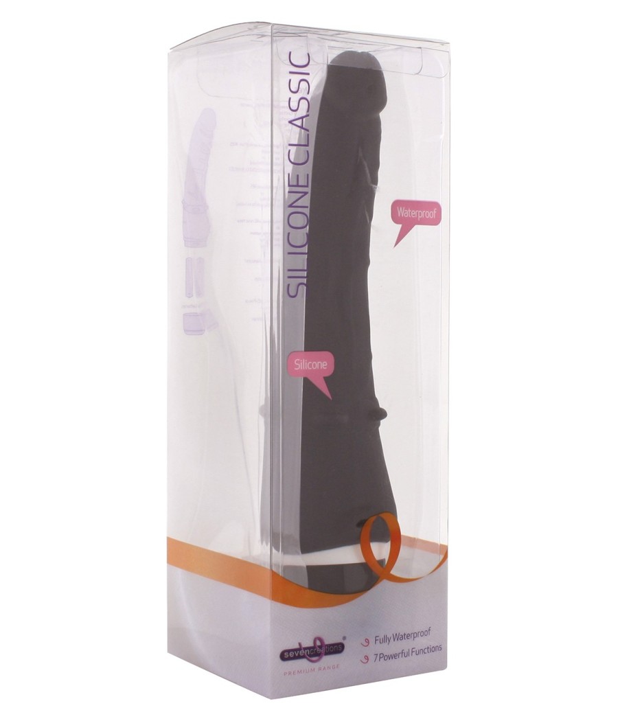 VIBRATORE REALISTICO CURVO "CLASSIC SMOOTH" NERO - 21 CM