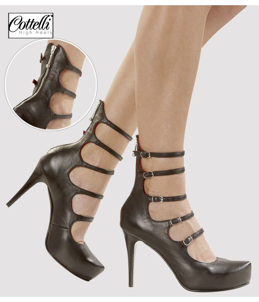 SCARPE IN PELLE CON LACCI FRONTALI E ZIP “SHIRAZ”