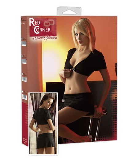 COORDINATO NERO TOP CON STRASS E MINIGONNA