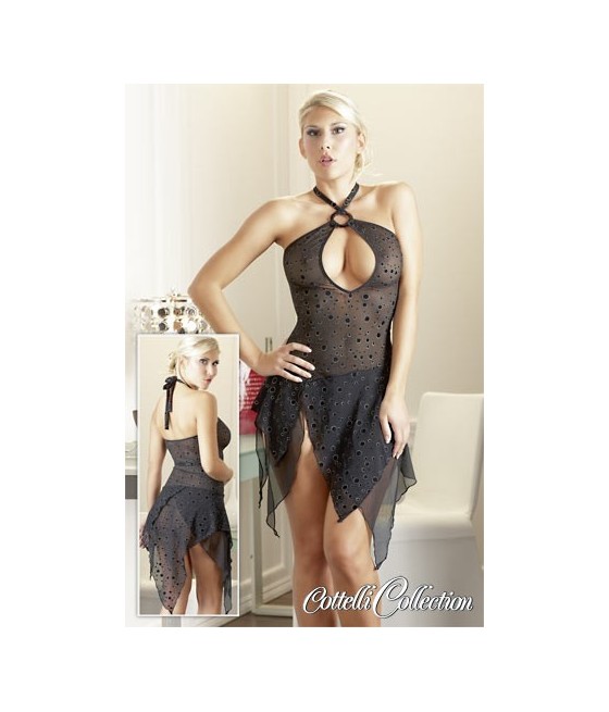 MINI ABITO TRASPARENTE A FRANGE