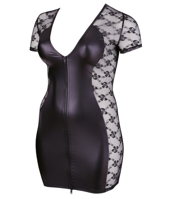 MINI ABITO SEXY PIZZO LATERALE - COLORE NERO - COTTELLI CURVES