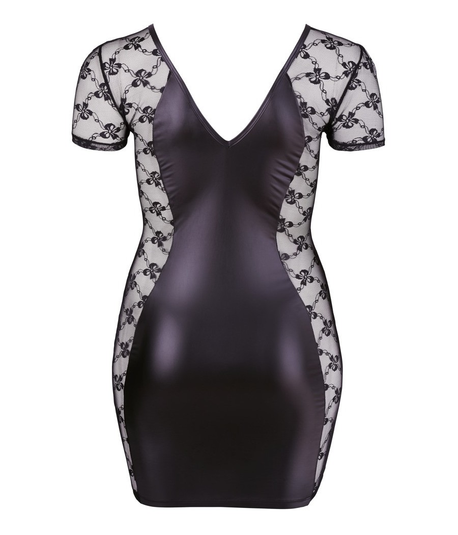 MINI ABITO SEXY PIZZO LATERALE - COLORE NERO - COTTELLI CURVES