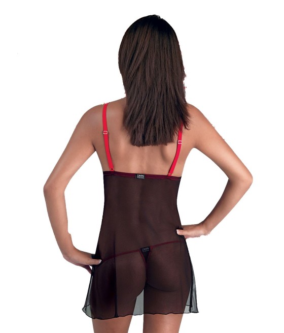 BABY DOLL E PERIZOMA CON INSERTI IN PIZZO FLOREALI