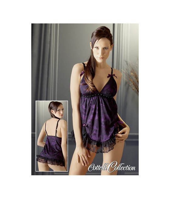 BABY DOLL IN PIZZO "MOULIN ROUGE" VIOLA