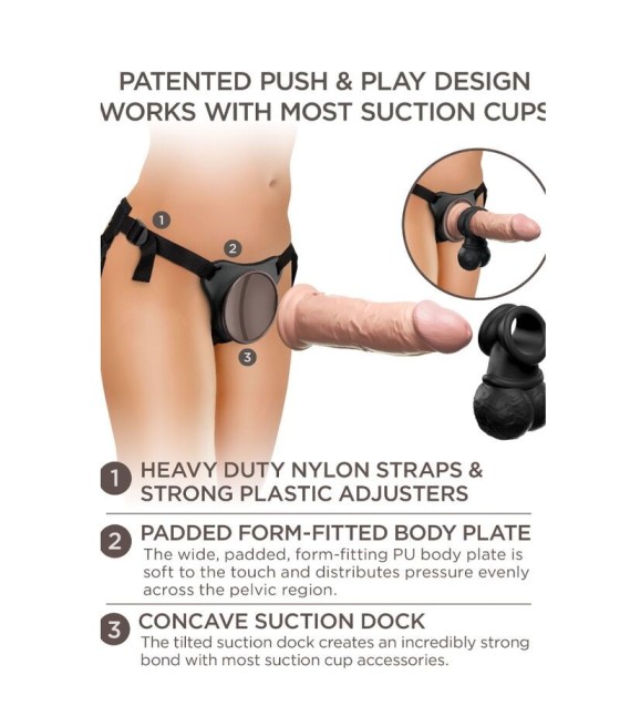 KING COCK - ELITE DELUXE ADJUSTABLE HARNESS KIT RING WITH TESTICLES & DILDO 20.3 CM