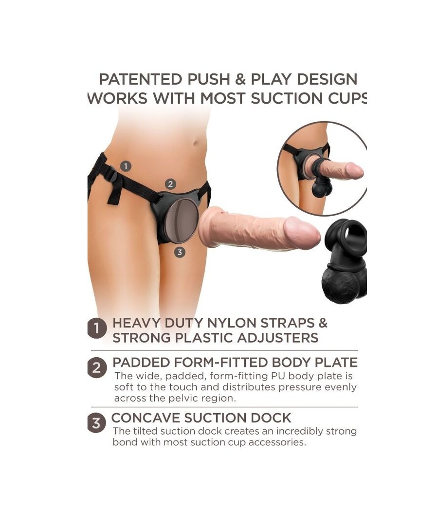 KING COCK - ELITE DELUXE ADJUSTABLE HARNESS KIT RING WITH TESTICLES & DILDO 20.3 CM