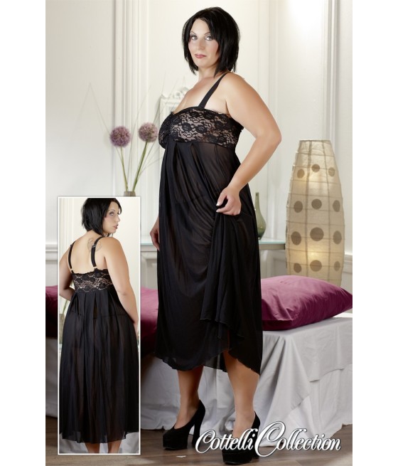 VESTE DA CAMERA NERA CON COPPE IN PIZZO