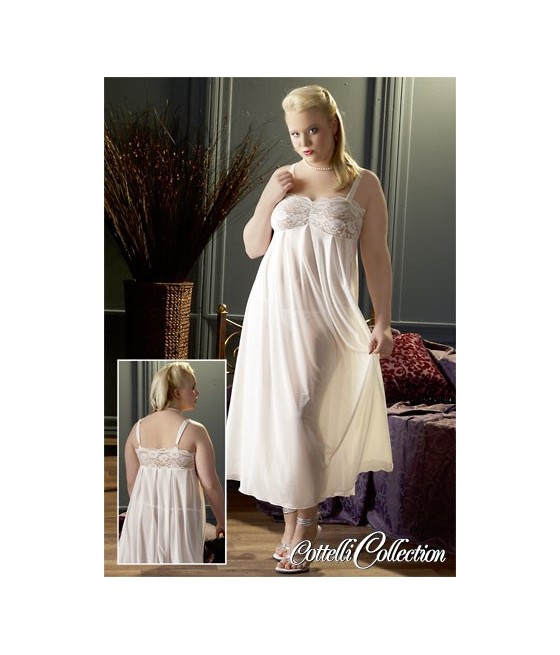 VESTE DA CAMERA BIANCA CON COPPE IN PIZZO