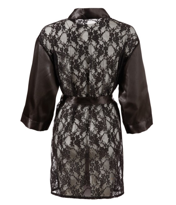 KIMONO CORTO IN RASO VELLUTATO E PIZZO FLOREALE "COTTELLI LINGERIE"