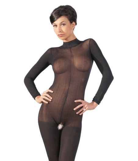 BODYSTOCKING IN TESSUTO TRASPARENTE CON COLLETTO IN PIZZO