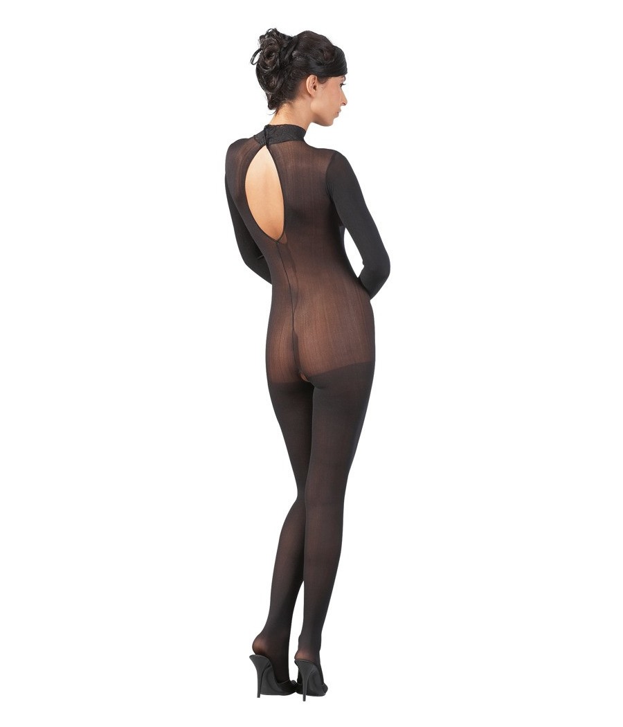 BODYSTOCKING IN TESSUTO TRASPARENTE CON COLLETTO IN PIZZO