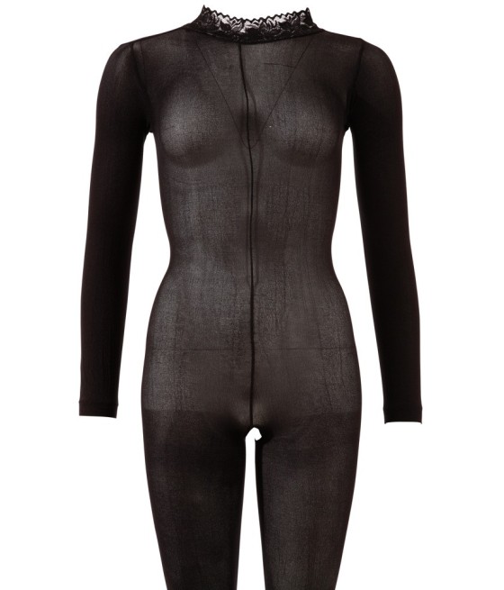 BODYSTOCKING IN TESSUTO TRASPARENTE CON COLLETTO IN PIZZO