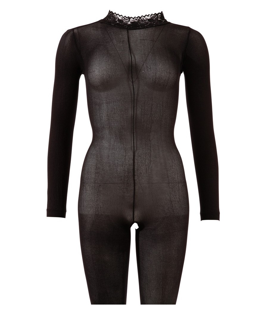 BODYSTOCKING IN TESSUTO TRASPARENTE CON COLLETTO IN PIZZO