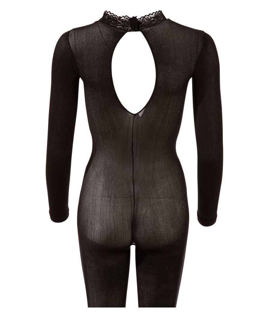 BODYSTOCKING IN TESSUTO TRASPARENTE CON COLLETTO IN PIZZO