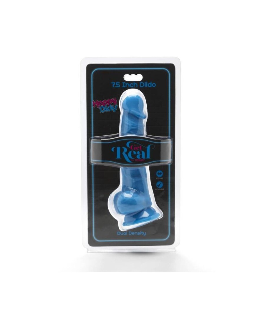 GET REAL - HAPPY DICKS 19 CM WITH BALLS BLUE