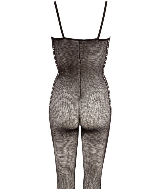 CATSUIT IN MICRORETE CON FIANCHI LAVORATI