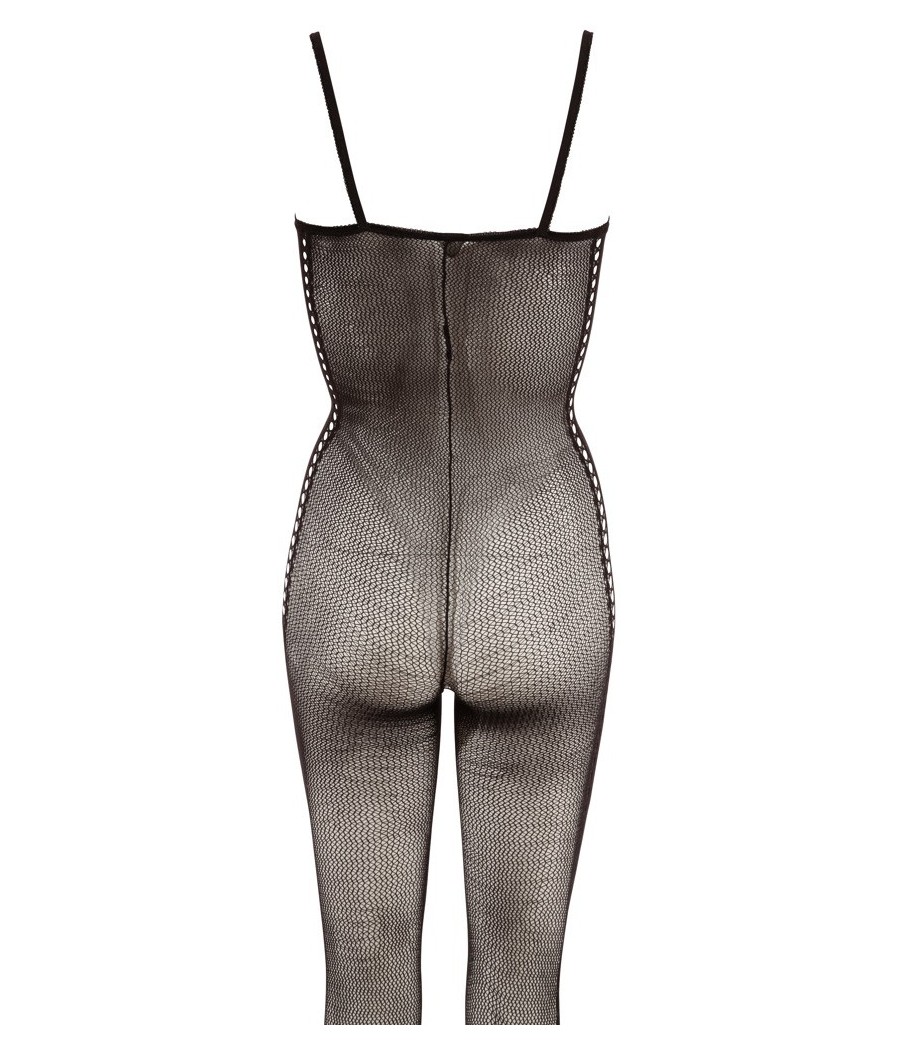 CATSUIT IN MICRORETE CON FIANCHI LAVORATI