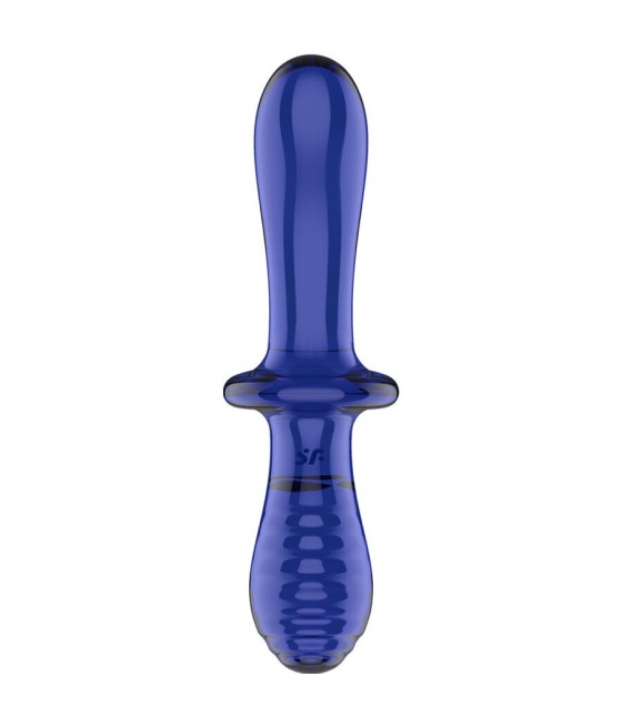 SATISFYER - DOUBLE CRYSTAL DILDO BLUE