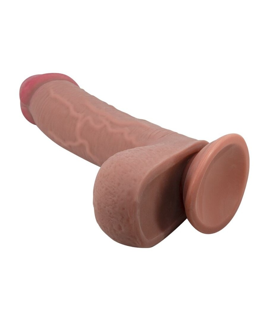 PRETTY LOVE - SLIDING SKIN SERIES REALISTIC DILDO WITH SLIDING SKIN SUCTION CUP BROWN 23.4 CM
