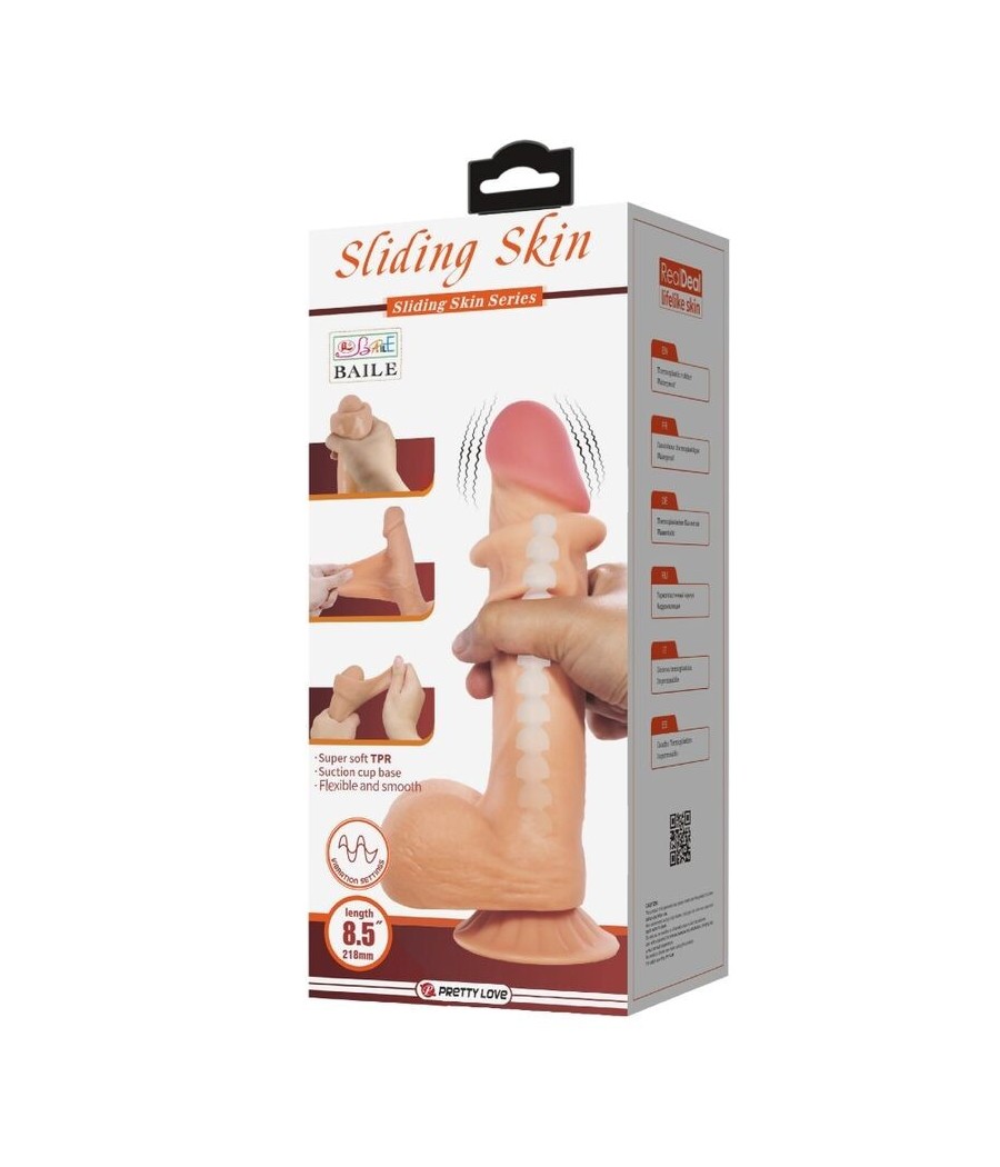 PRETTY LOVE - SLIDING SKIN SERIES REALISTIC DILDO WITH SLIDING SKIN SUCTION CUP REMOTE CONTROL FLESH 21.8 CM