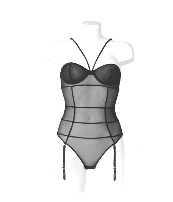 BODY TRASPARENTE CON REGGICALZE COLLEZIONE "VILLA BEL AMI"