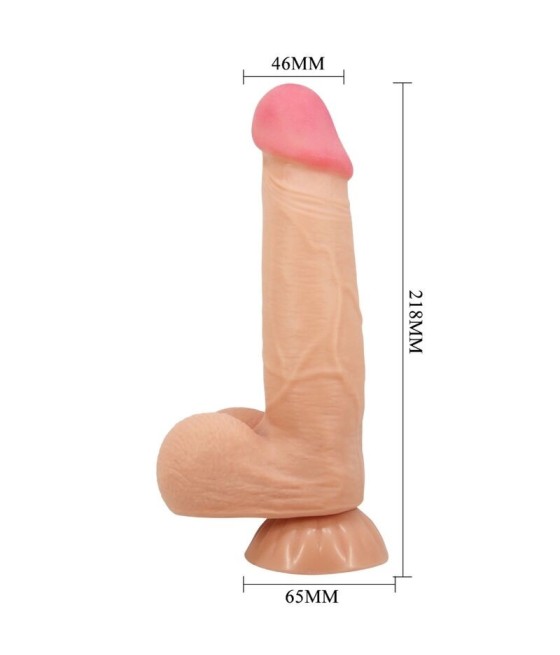 PRETTY LOVE - SLIDING SKIN SERIES REALISTIC DILDO WITH SLIDING SKIN SUCTION CUP REMOTE CONTROL FLESH 21.8 CM