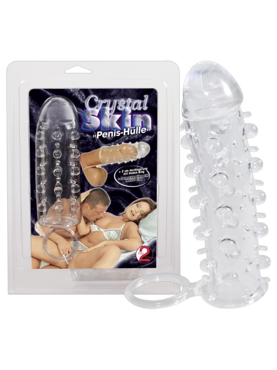 GUAINA FALLICA CON ANELLO PER STIMOLAZIONE CLITORIDE "CRYSTAL SKIN" GUAINA FALLICA CON ANELLO PER STIMOLAZIONE CLITORIDE "CRYSTAL SKIN"