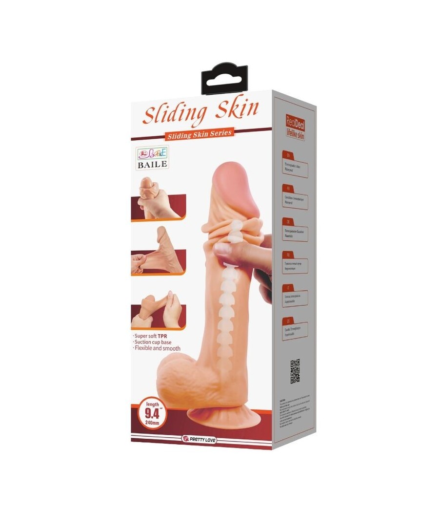 PRETTY LOVE - SLIDING SKIN SERIES REALISTIC DILDO WITH SLIDING SKIN SUCTION CUP 24 CM