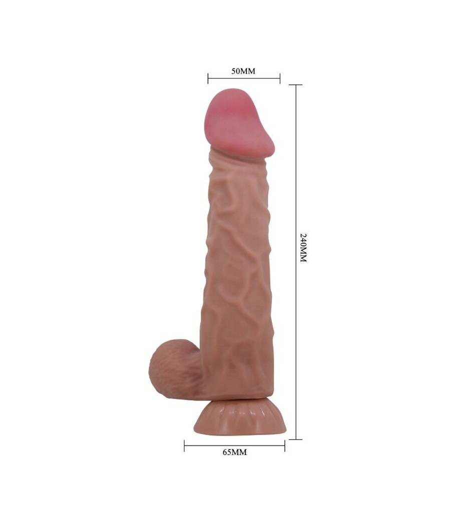 PRETTY LOVE - SLIDING SKIN SERIES REALISTIC DILDO WITH SLIDING SKIN SUCTION CUP BROWN 24 CM