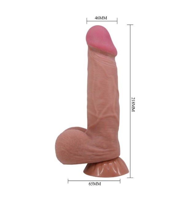 PRETTY LOVE - SLIDING SKIN SERIES REALISTIC DILDO WITH SLIDING BROWN SKIN SUCTION CUP 21.8 CM