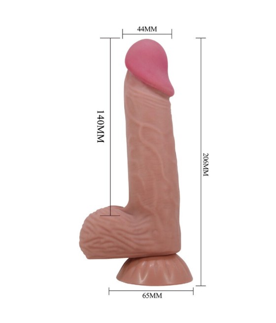 PRETTY LOVE - SLIDING SKIN SERIES REALISTIC DILDO WITH SLIDING BROWN SKIN SUCTION CUP 20.6 CM