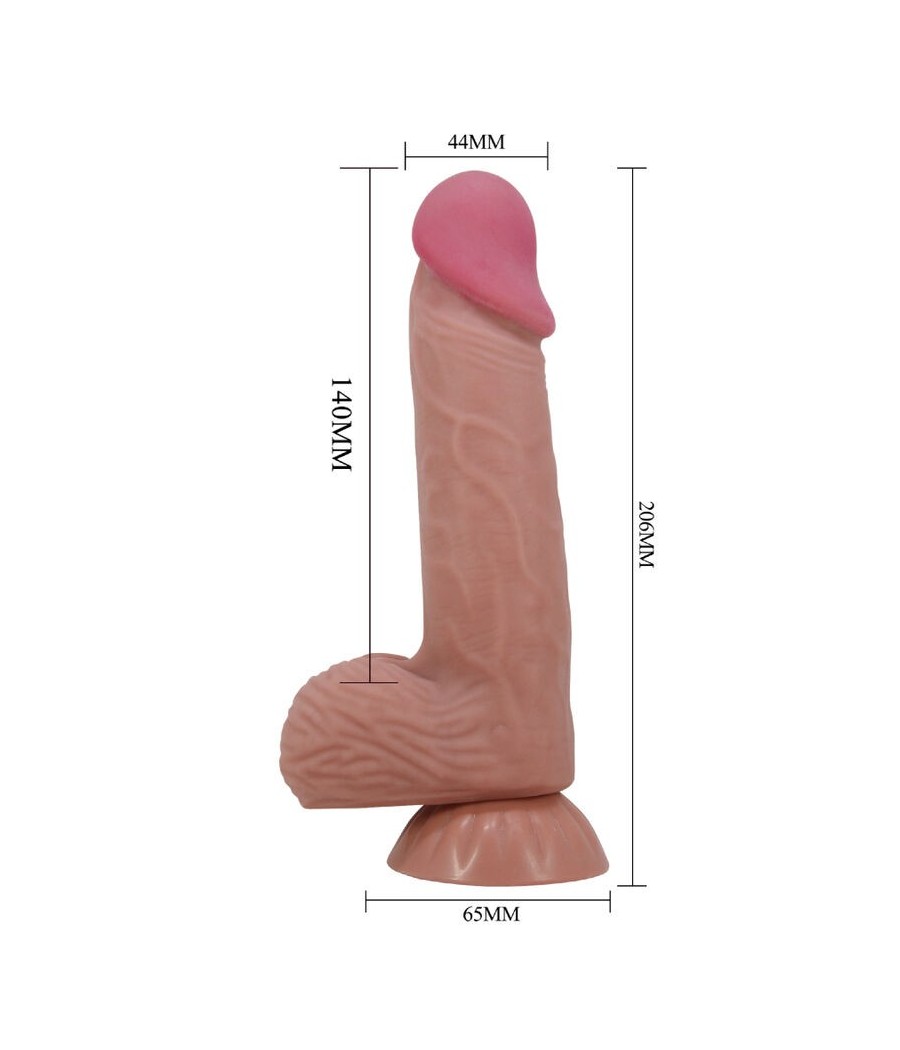 PRETTY LOVE - SLIDING SKIN SERIES REALISTIC DILDO WITH SLIDING BROWN SKIN SUCTION CUP 20.6 CM