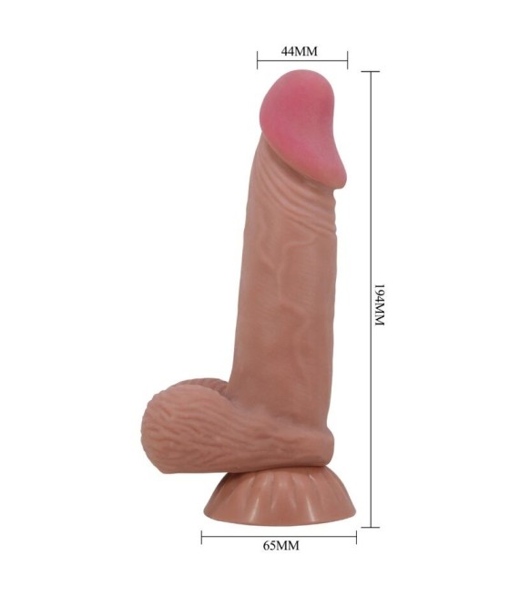 PRETTY LOVE - SLIDING SKIN SERIES REALISTIC DILDO WITH SLIDING BROWN SKIN SUCTION CUP 19.4 CM