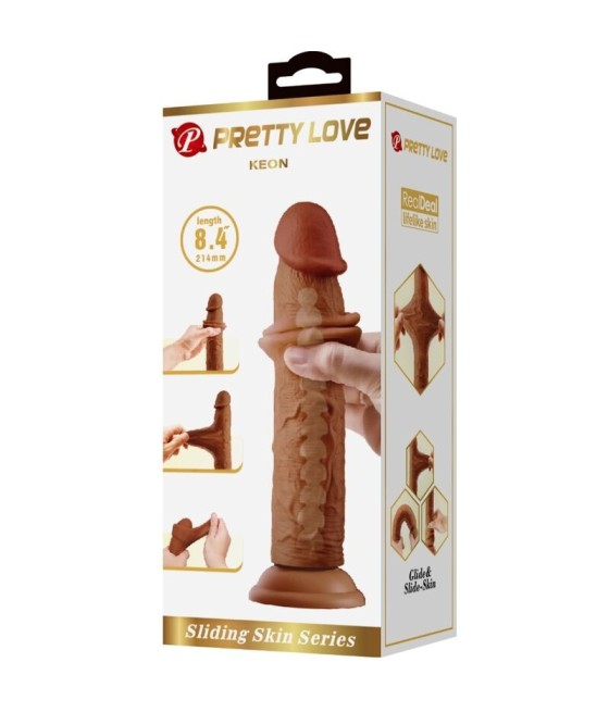 PRETTY LOVE - KEON REALISTIC DILDO 21 CM BROWN