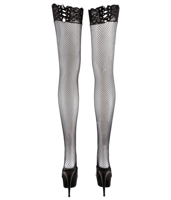 CALZE A RETE NERE CON BALZA IN PIZZO