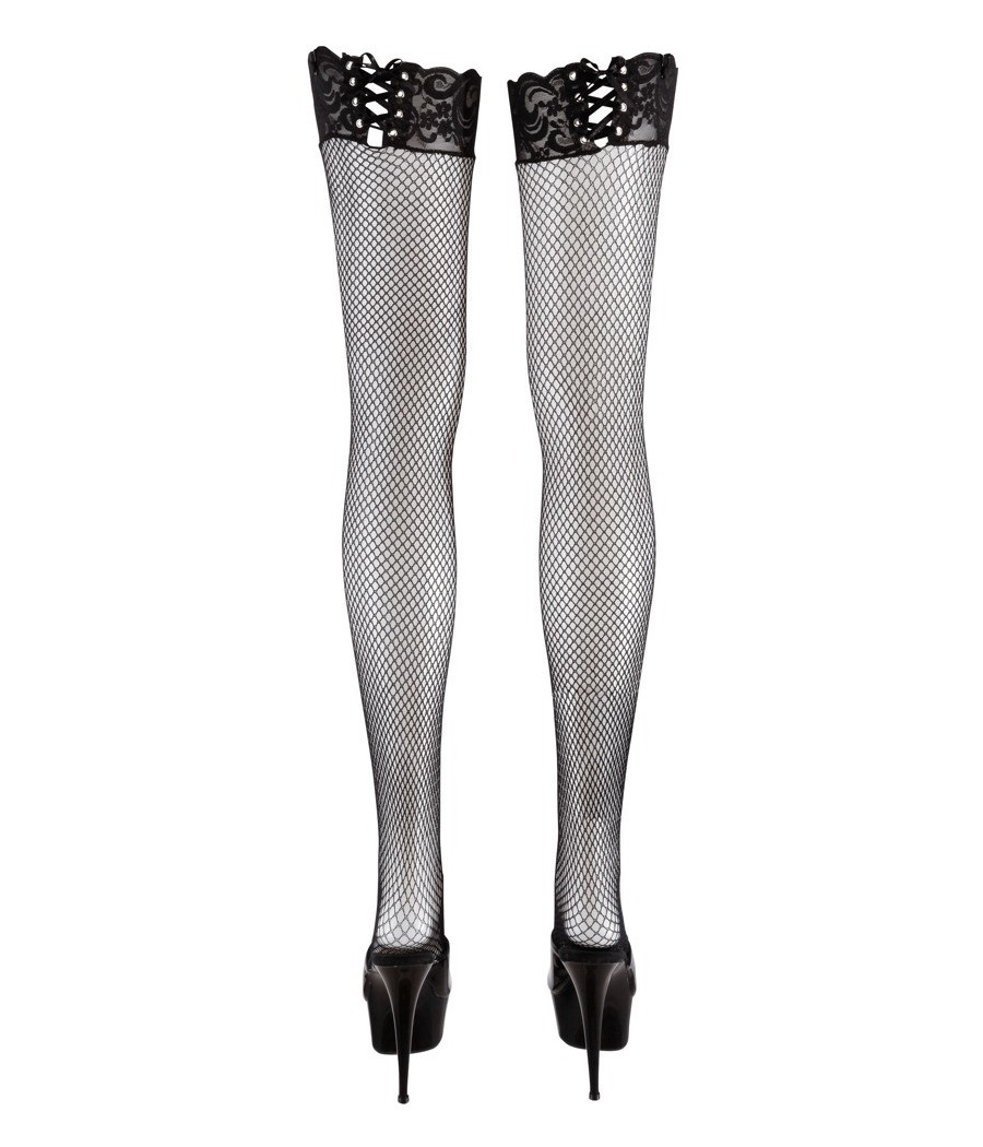 CALZE A RETE NERE CON BALZA IN PIZZO