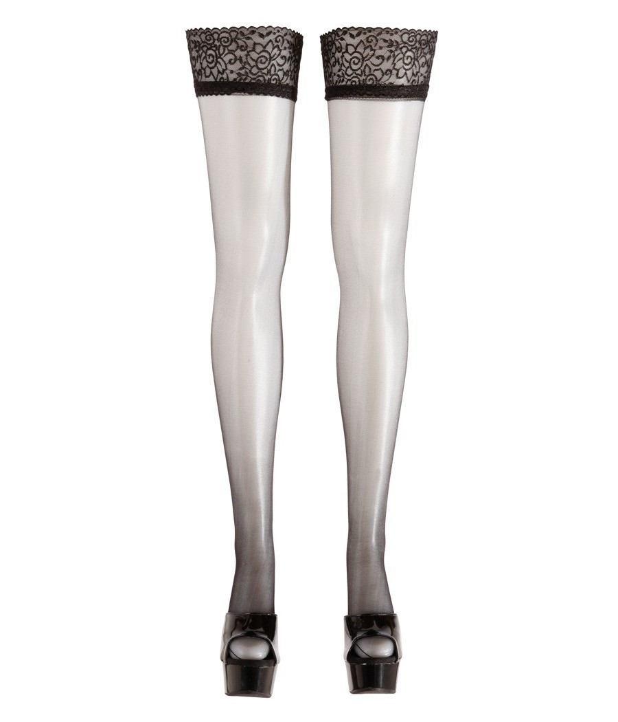 CALZE VELATE AUTOREGGENTI NERE CON BALZA IN PIZZO