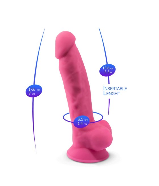 SILEXD - MODEL 1 REALISTIC PENIS PREMIUM SILICONE SILEXPAN FLUORESCENT PINK 17.5 CM